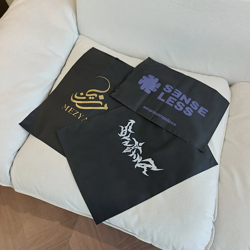 50pcs Black Frosted Storage Bags Underwear Clothing Packaging Bags Private Custom Ziplock Bags Repeated Use Printed Logo