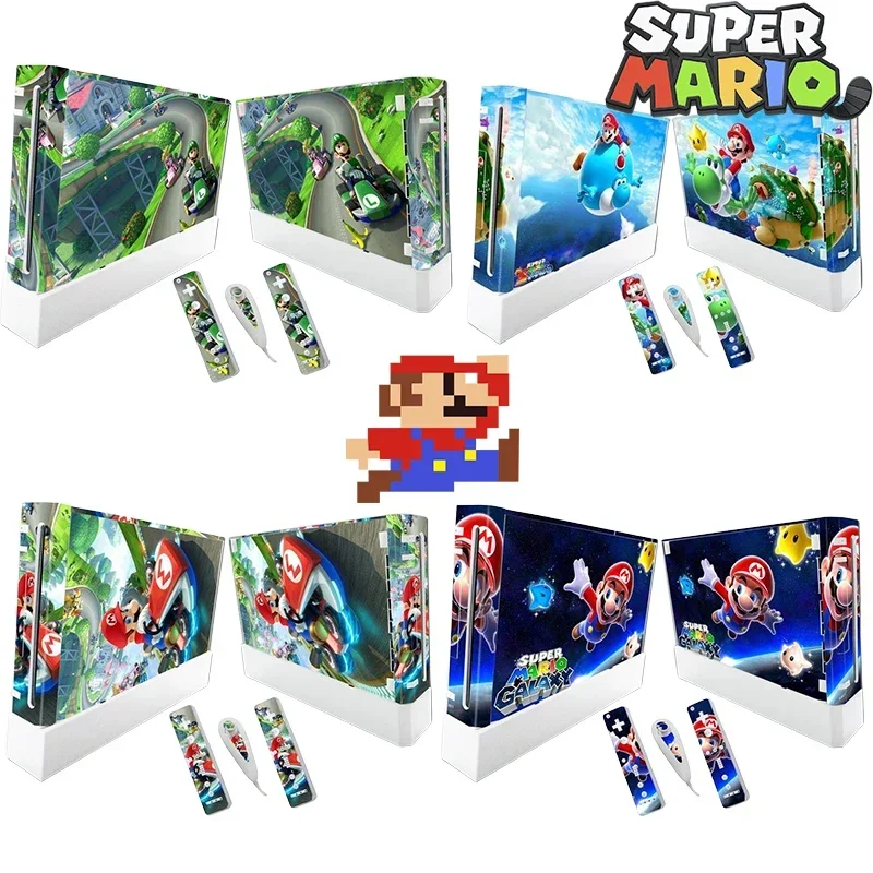 Cartoon Super Mario Skin Vinyl Sticker Cover for Nintendo Wii Console Anime Figure Luigi Bowser Skins Stickers Wii Accessories