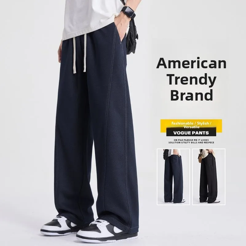 

New 2026 Spring Summer Men's Knitted Straight Leg Pants Loose Comfortable Casual Faionable Trendy High Waist Straight Cut