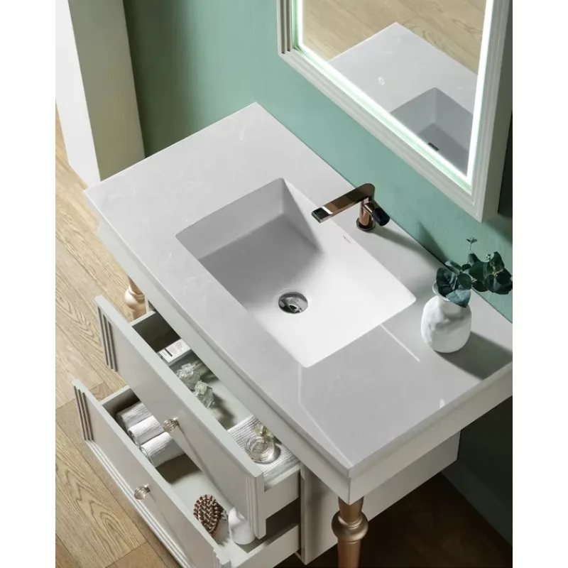 Modern Style Water Resistant Wall Hung Bathroom Vanity Cabinet with Mirror and Storage for Hotel and Apartment Use