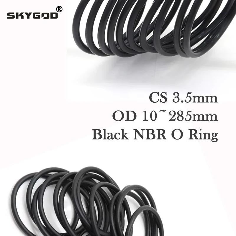 

10/50Pcs NBR O Ring Gasket Thickness CS 3.5mm OD 10mm ~ 285mm Black Nitrile Rubber Round Corrosion Oil Resistant Sealing Washer