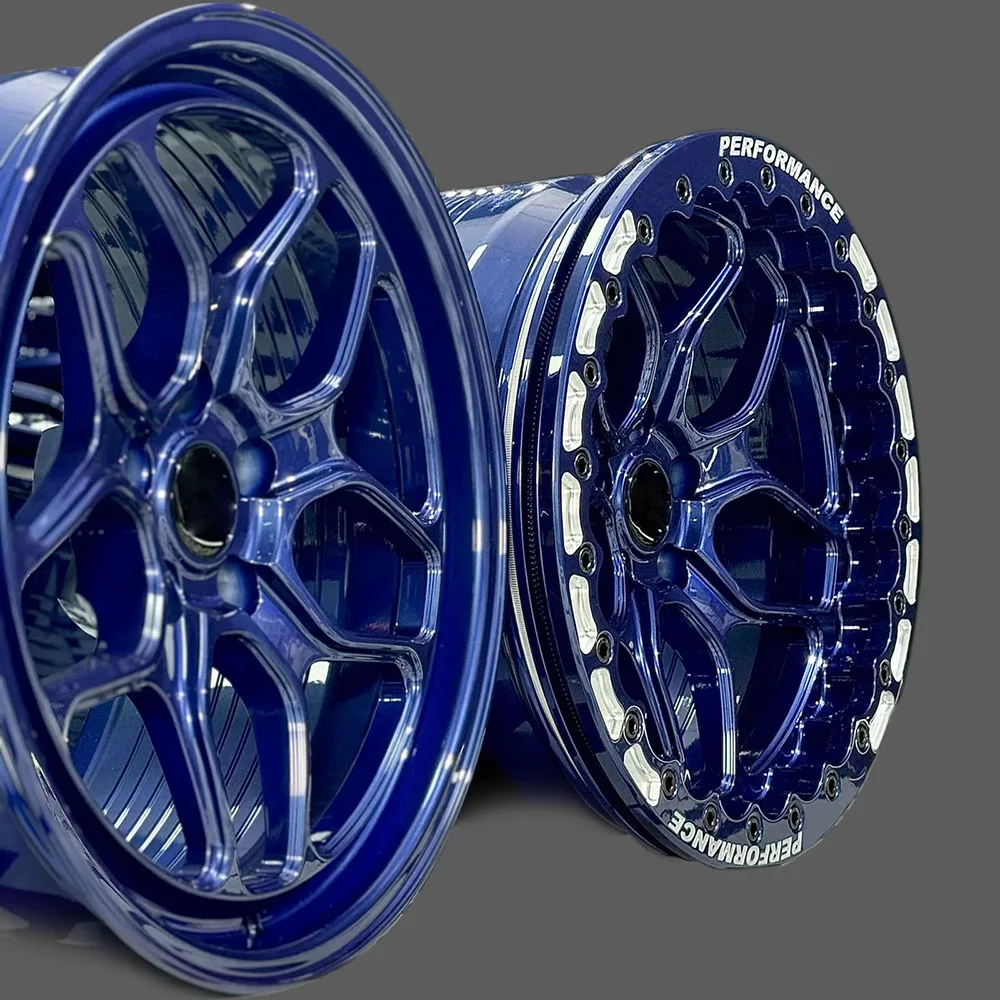 

Glossy Blue Beadlock Forged Wheels Rims 17 18 Inch 5x114.3 5x112 5X 120 drag racing wheels for GTR BMW M3 G80 M4