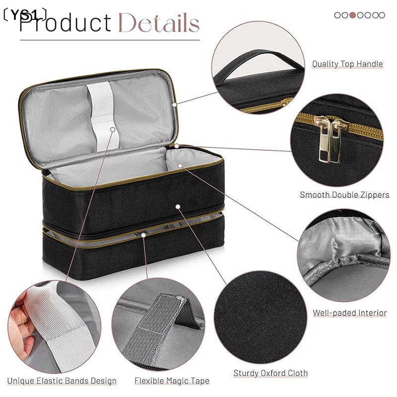 

〔YS1〕Double Layer Portable Fashion Waterproof Hair Dryer Case Large Capacity Travel Bag For Curling Iron