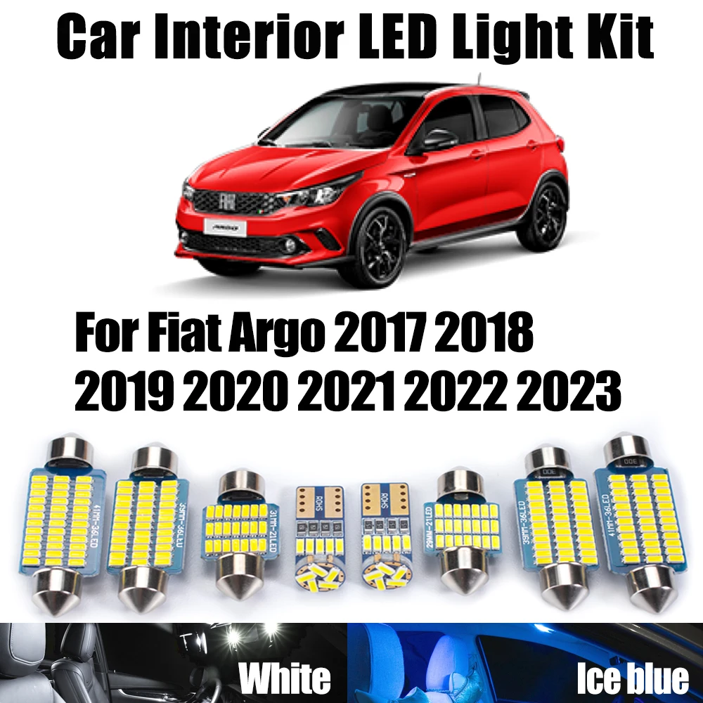 

10Pcs Canbus Vehicle LED Interior Map Dome Vanity Mirror Light Kit For Fiat Argo 2017- 2019 2020 2021 2022 2023 Car Accessories
