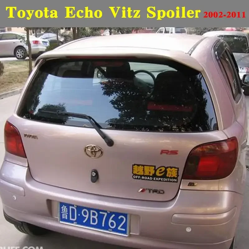 ABS Material Car Rear Wing Primer Carbon fiber look Glossy black Unpainted Color Rear Spoiler For Toyota Echo Vitz  2002-2011