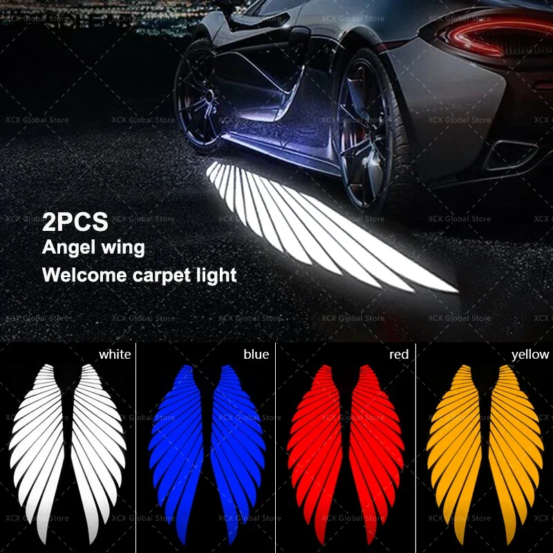 

2PCS Car Angel Wings Light Welcome Lights Led Car Laser Lamp White Decoration Ambient Lamps Auto Accessories