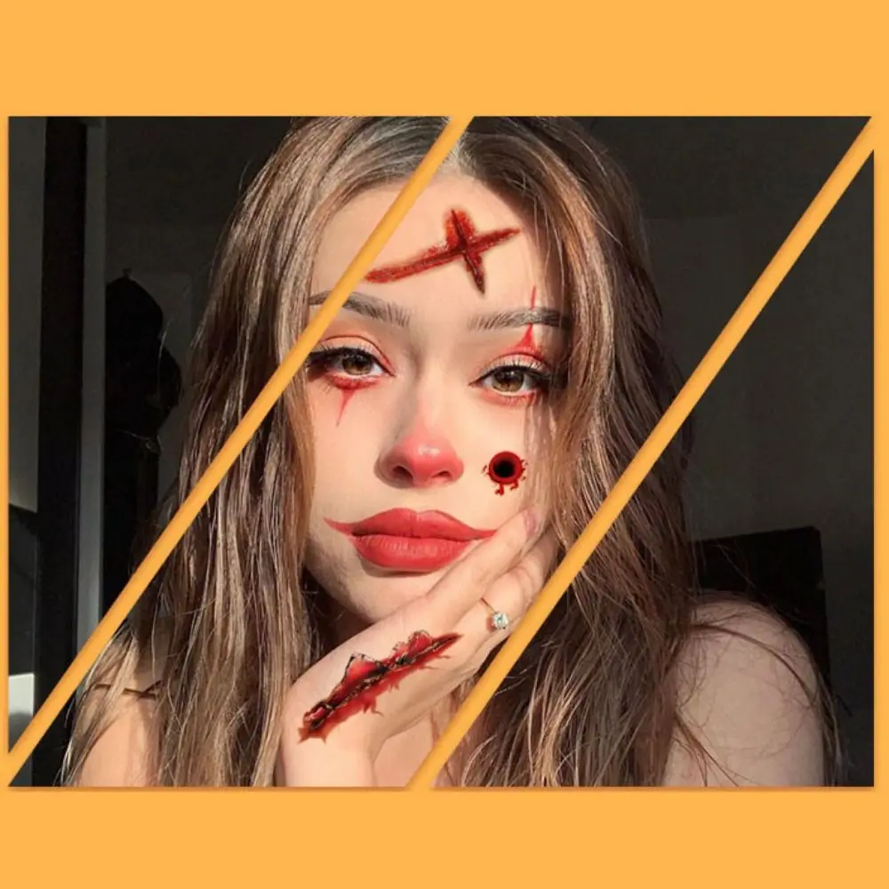 Bloody Scars Halloween Temporary Tattoos Scar Spider Design Waterproof Tattoo Stickers Spider Scar DIY Lifelike