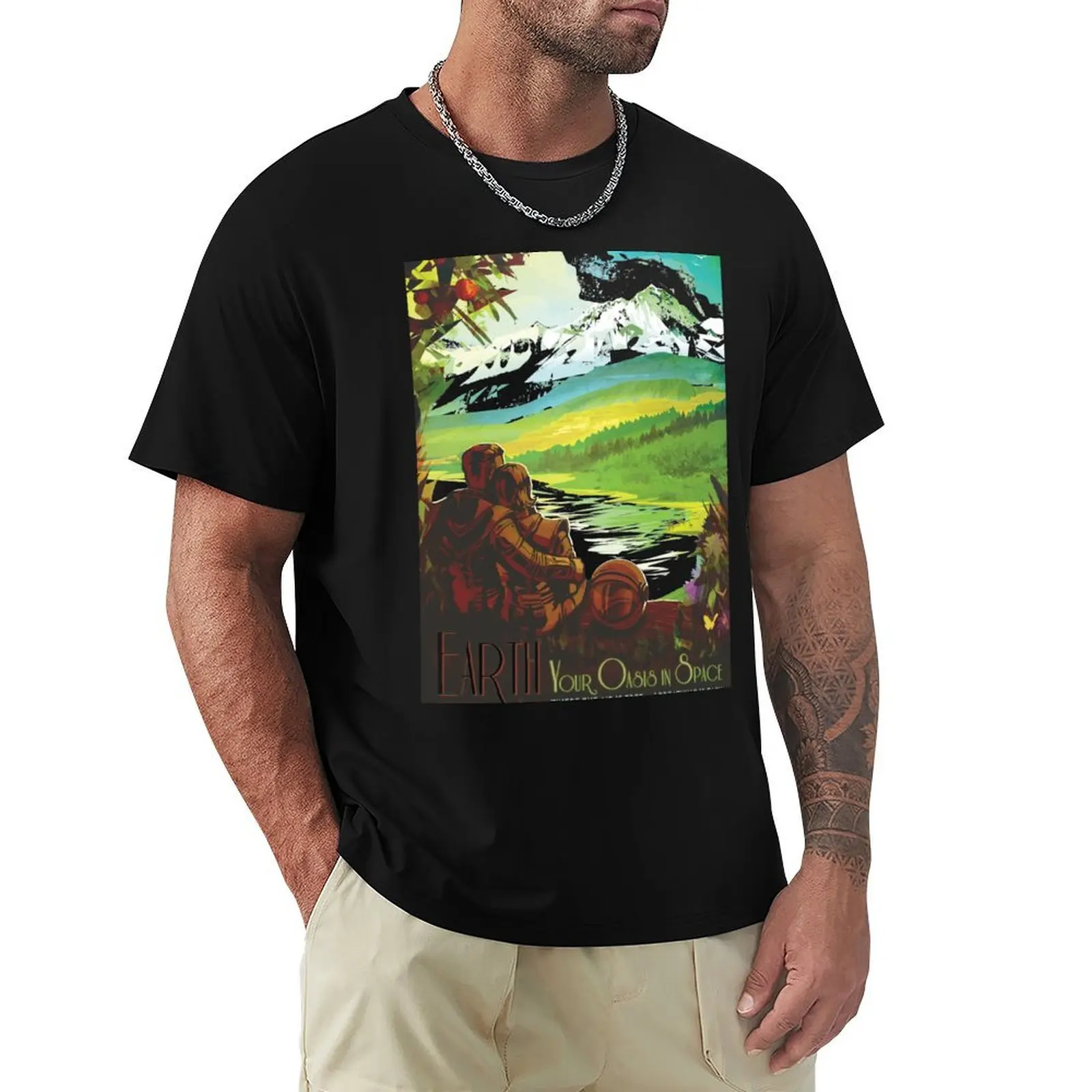 

EARTH, Your Oasis in Space! T-Shirt topping shirts graphic tees summer 2025 men clothing