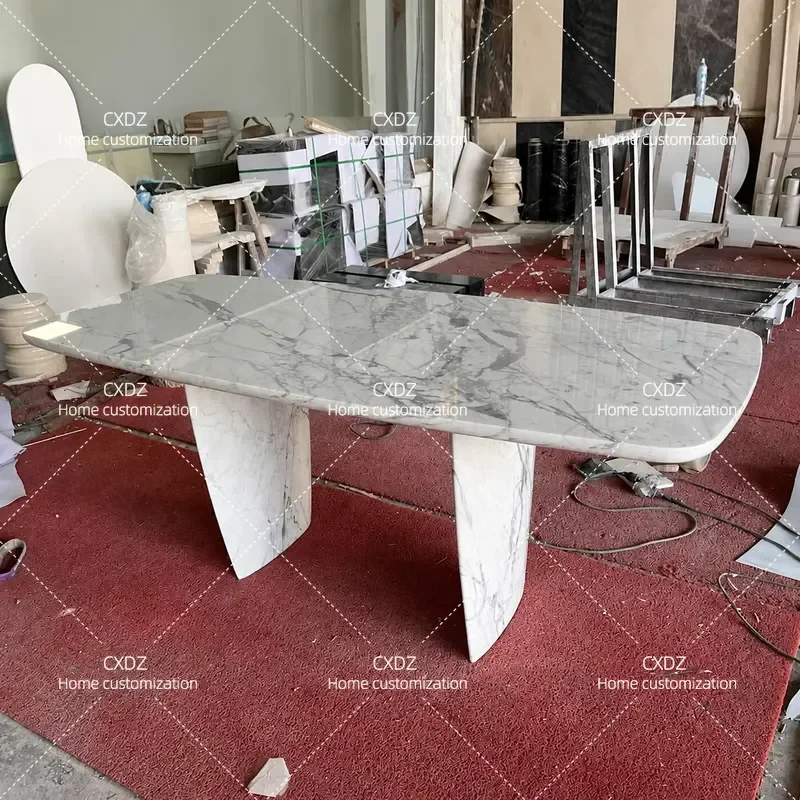 Natural Marble Dining Table Italian Light Luxury Nordic Modern Simple Style Furniture for Home Kitchen Restaurant