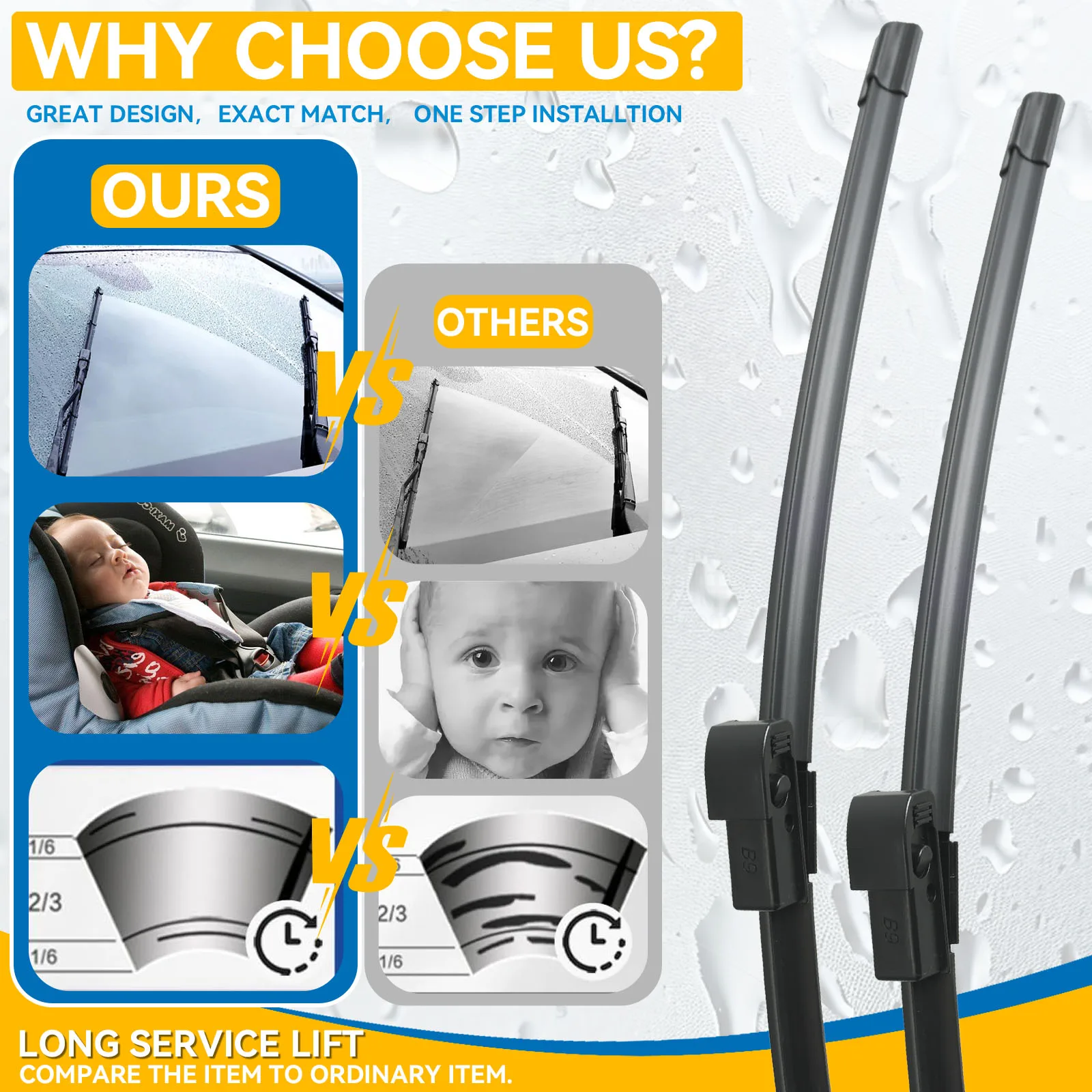 Erick\'s Wiper Front Wiper Blades For BMW 5 Series E39 525i 528i 530i 540i M5 Windshield Windscreen Window Rain Brushes 26\