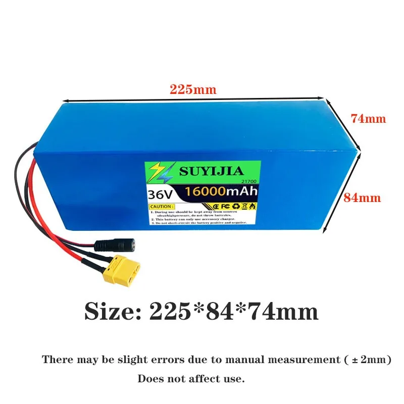New 21700 36V 16Ah 10S3P Li-ion rechargeable battery 1000W built-in BMS suitable for bicycle, wheelchair, scooter battery