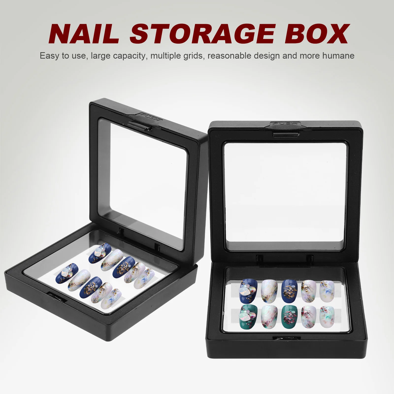 

3pcs Acrylic Display Strip False Storage Holder Transparent Manicure Tool Container Fake Nail Organizer Box Nail Salon Supplies