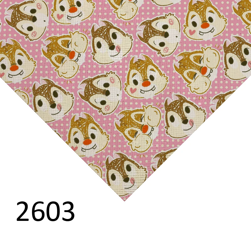 20*134cm cartoon print faux synthetic chip and dale leather vinyl roll DIY bag and bow material 779