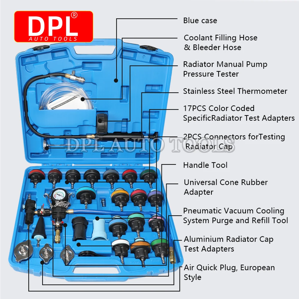 28Pcs Universal Kühler Druck Tester Vakuum Typ Kühlsystem Test Detektor Set Testeur Refroidissement