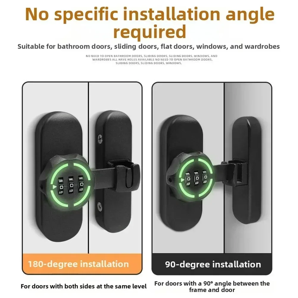 Password Door Latch 90/180 Degree Barn Sliding Bathroom Lock Digit Security Password Keyless Drawer Cam Lock For Drawers Cabinet view 4