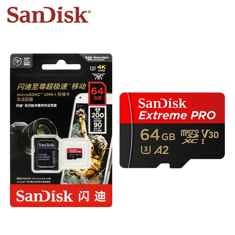 Imagem -06 - Cartão de Memória Sandisk-extreme Pro Micro sd Microsdxc Uhs-i V30 a2 32gb 64gb 128gb 256gb 512gb 1tb até 200 mb s Flash tf