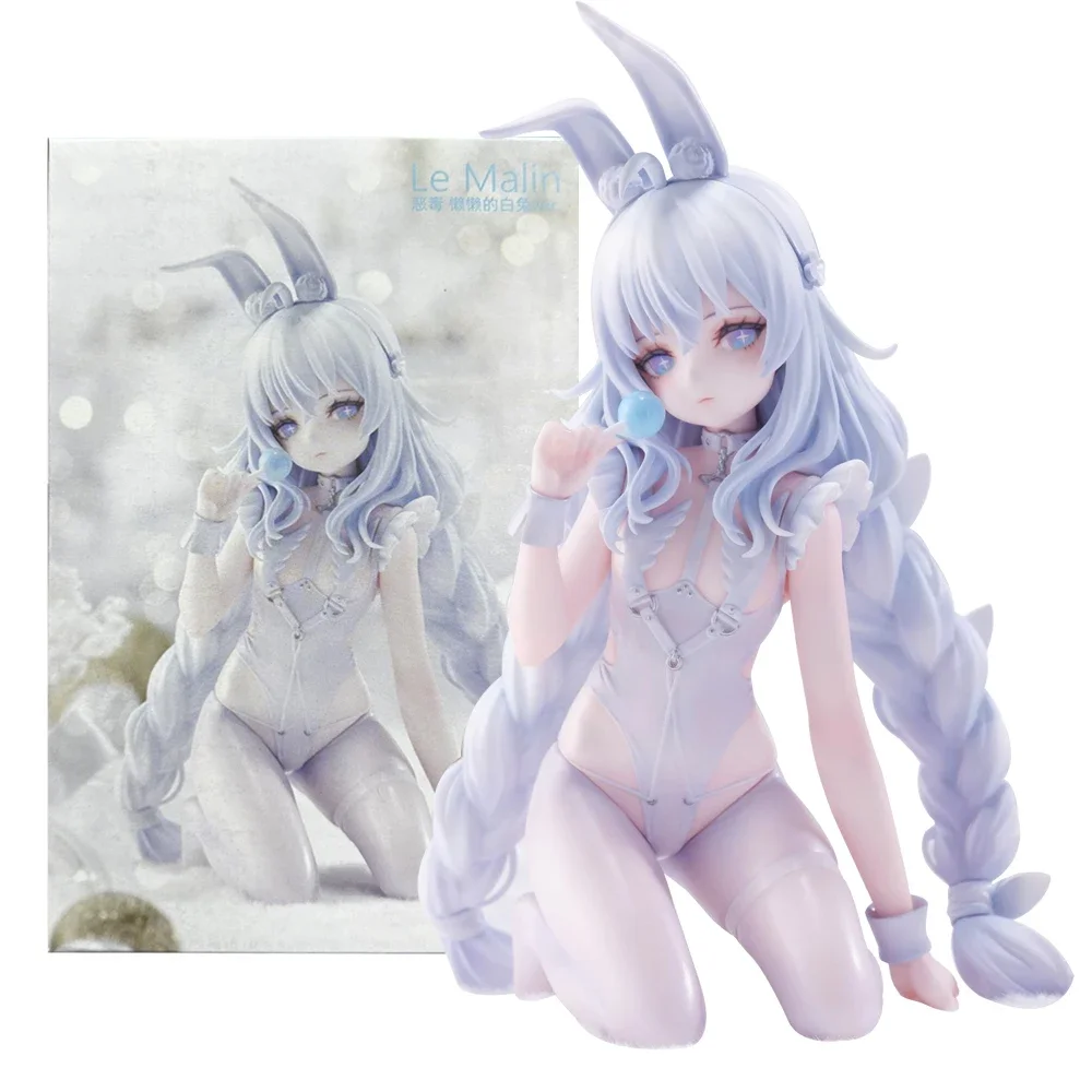 Anime Game Azur Lane MNF Le Malin Figure Lazy White Rabbit Dress Up Kneeling Position Collectible Model Toy Decoration Girl Gift