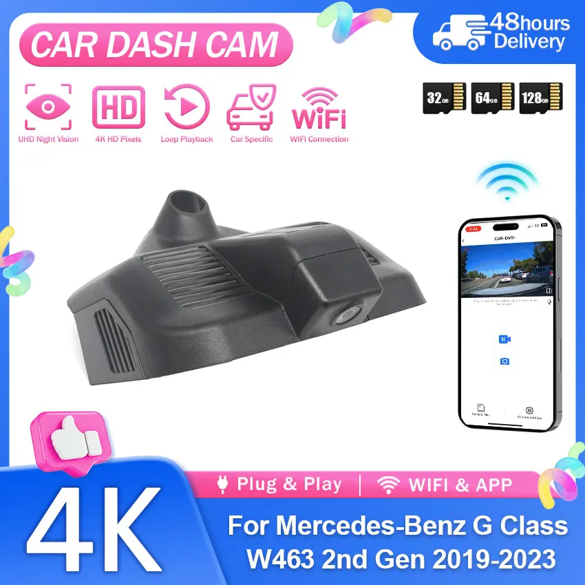4K Dashcam WIFI for Mercedes-Benz G Class W463 2nd Gen 2019-2023 Night Vision Video Recorder App Control