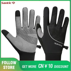 Santic Men's Cycling Gloves Windproof Reflective Warmer Gloves Touch Screen Non-slip Gloves For Men Autumn Winter Outdoor Sports