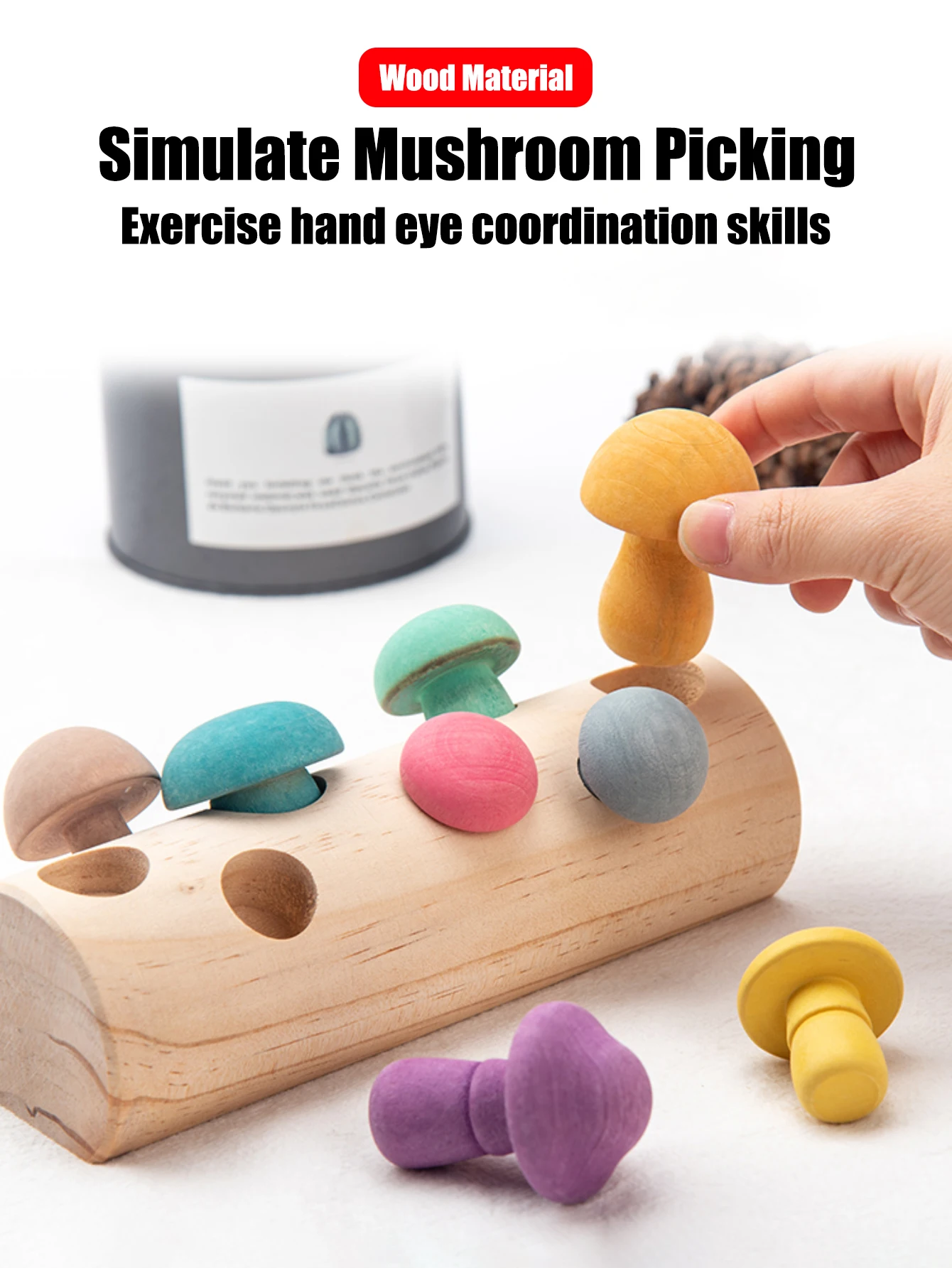 9 pezzi di giocattoli per la prima educazione dei bambini con abbinamento di colori e forme, esercizi per la raccolta dei funghi, coordinazione occhio e mano