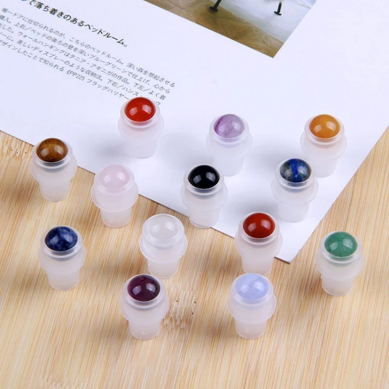 10pcs 16mm Natural Stone Jade Semi-precious Roller Ball for 10ml Essential Oil Perfume Roll On Bottle with Crystal Roller Balls