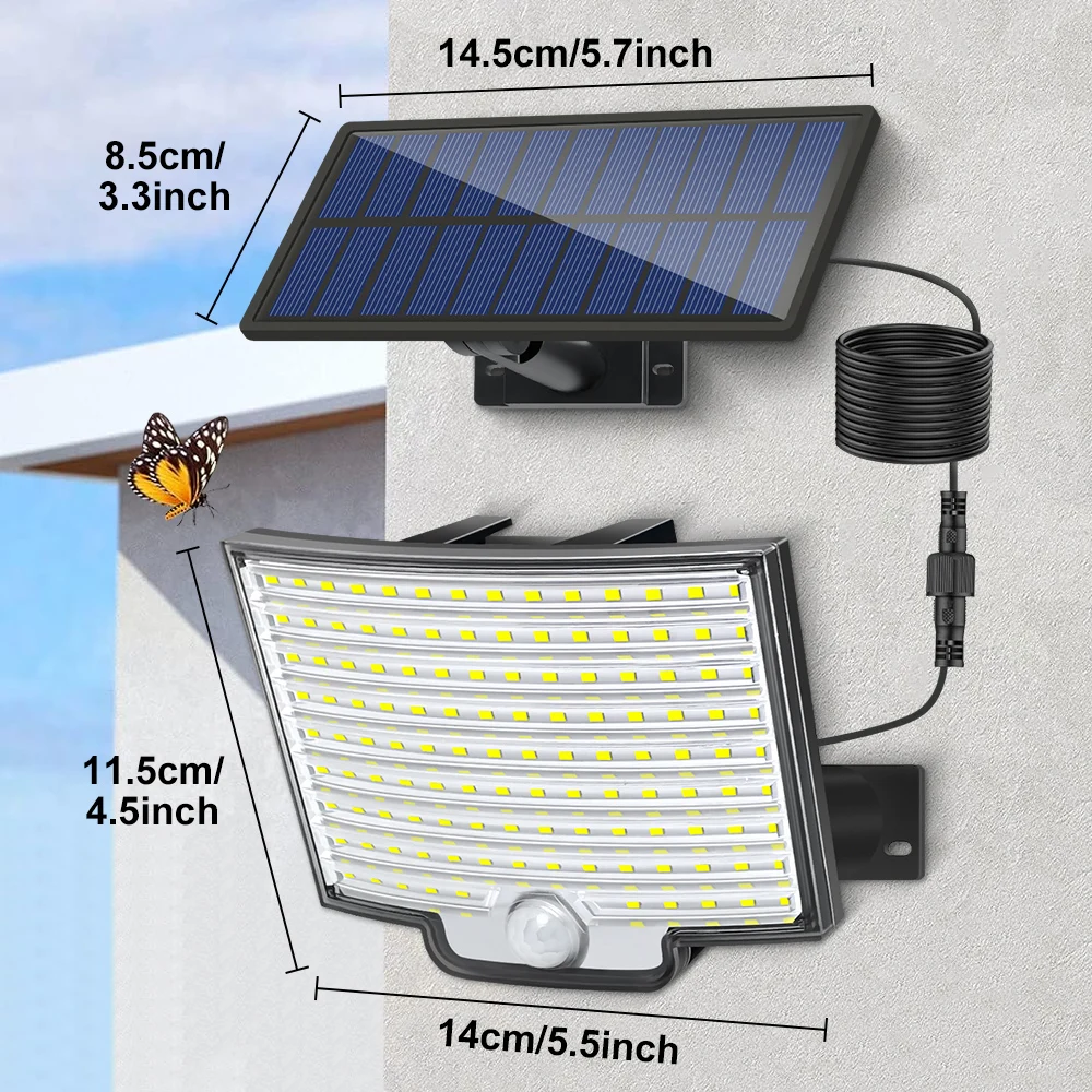 الأضواء الكاشفة الشمسية في الهواء الطلق 122 LED أضواء الحركة الشمسية عن بعد أضواء الأمن الشمسية أضواء الجدار للماء 3 طرق حديقة #6