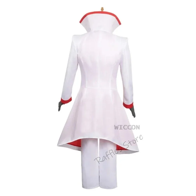 2025 New Anime Hazbin Lucifer Hotel Morningstar King Costume Wig Hat White Suit Cosplay Clothes Halloween Party Devil Su
