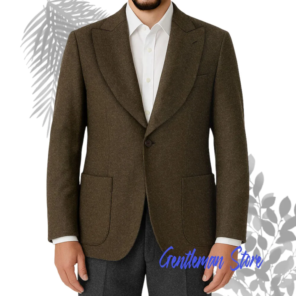 

Suede Fall Man Suit Coat Outdoor Sports Leisure men's Jacket Single Breasted Regular Fit Man Blazers