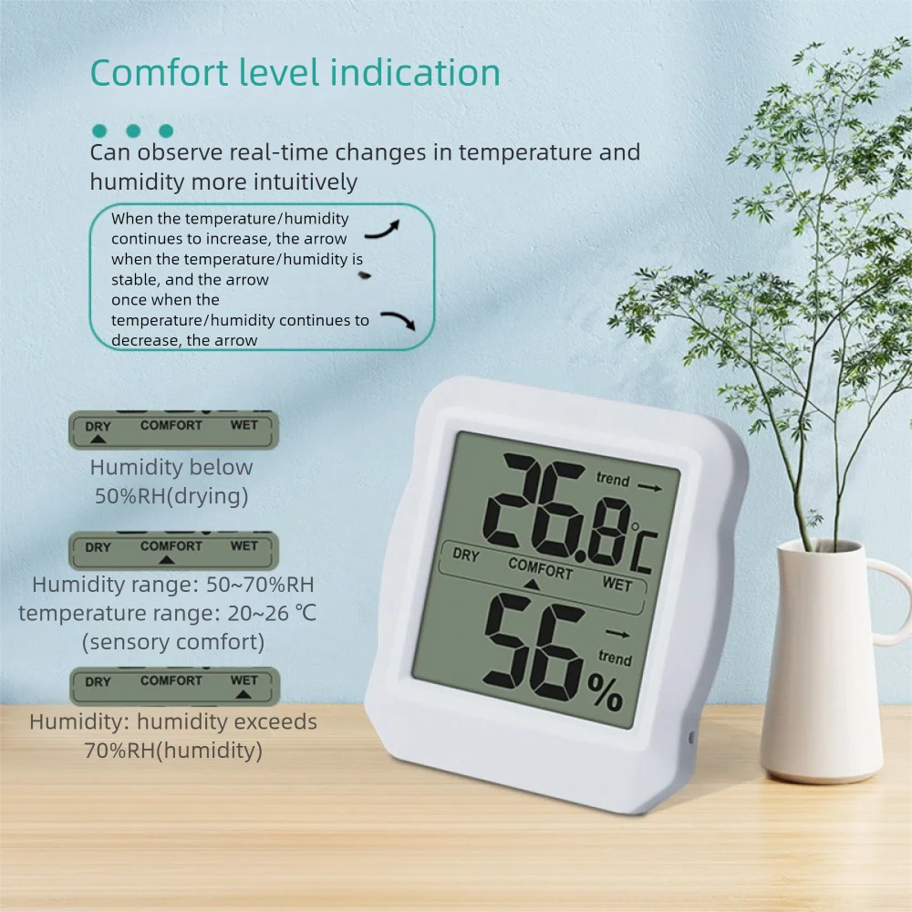 

Digital Display Temperature and Humidity Meter -10℃-50℃ Thermometer 10~99%RH Hygrometer Indoor Electronic Thermometer Hygrometer