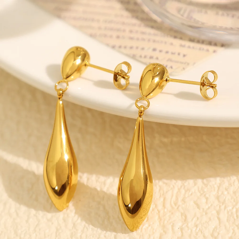 

Fashionable Geometric Teardrop-Shaped Drop Earrings Stainless Steel Gold-Plated Women'S Earrings Women'S Jewelry Gift