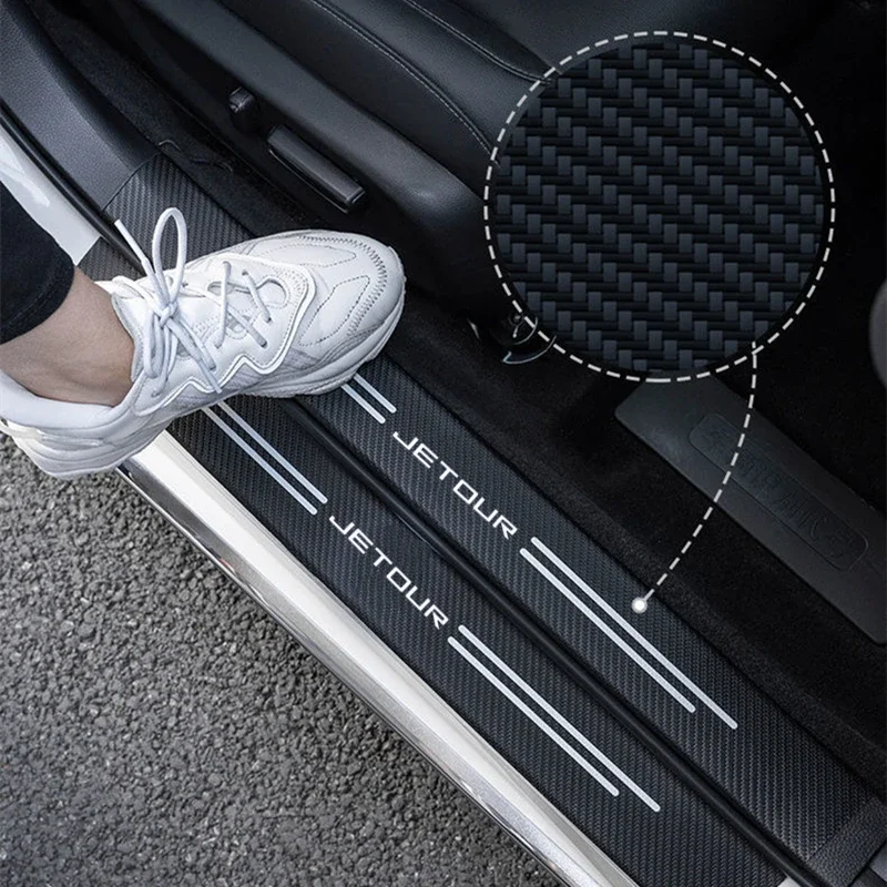 

For Chery Jetour X70 X70SM X90 X95 DASHING I-DM T2 Carbon Fiber Car Door Sill Protector Strips Rubber Car Interior Decoration