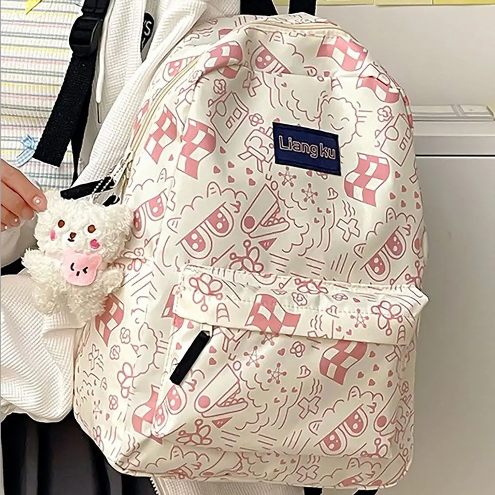 

New Fashion Large Capacity Backpack Korean Style Ultra-light Bookbags Graffiti Print Travel Knapsacks
