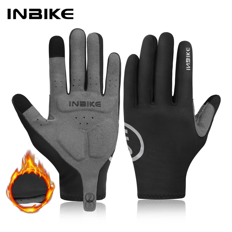 

INBIKE Breathable Road Bike Gloves for Men Women Full Finger Winter Cycling Gloves Pad Touchscreen Reflective Bike Accessories
