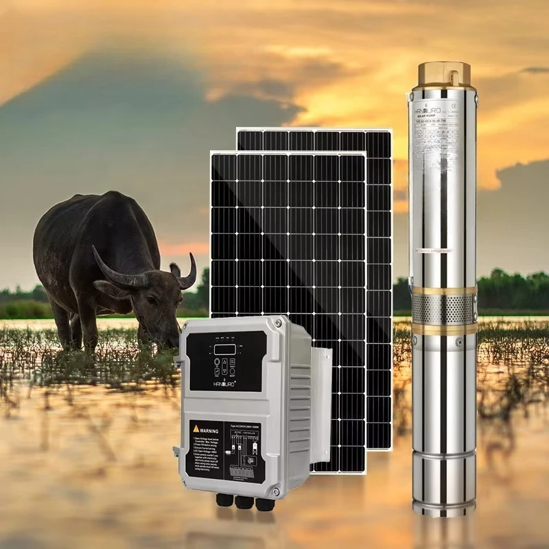4 بوصة مضخة مياه تعمل بالطاقة الشمسية مضخة الآبار مضخة نافورة شمسية الري بدون لوحة طاقة شمسية التيار المتناوب/تيار مستمر 6 م 3 / ساعة 135 م 110 فولت 2.0 حصان