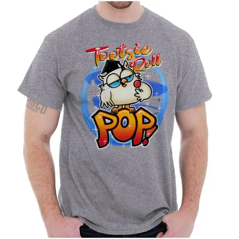 

Женская или мужская футболка с круглым вырезом в стиле ретро с аэрографией Tootsie Roll Pop Mr Owl