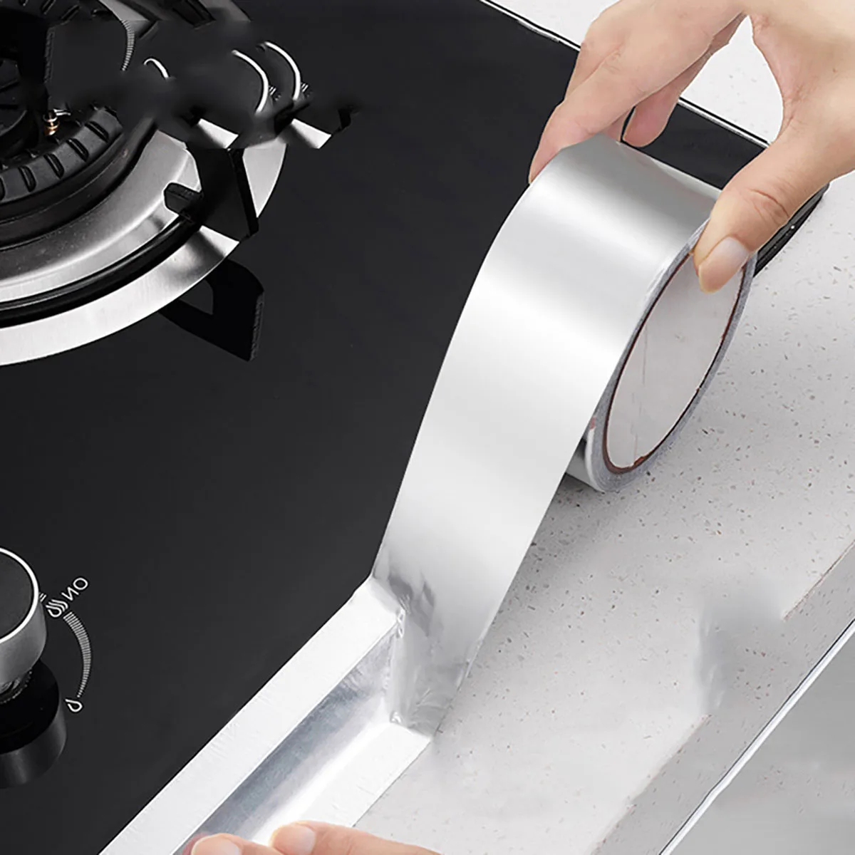 Kitchen Aluminum Foil High-Temperature Tape Cooktop Self-Adhesive Greaseproof Stickers Moisture-Proof Mildew Waterproof Seam Sea