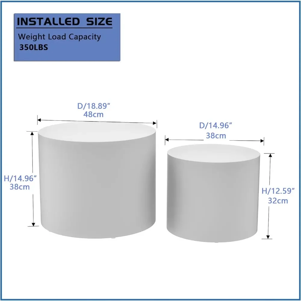 Runder Couch tisch 2er-Set, Nesting Couch tisch und Beistell tisch für Wohnzimmer Büro, keine Montage