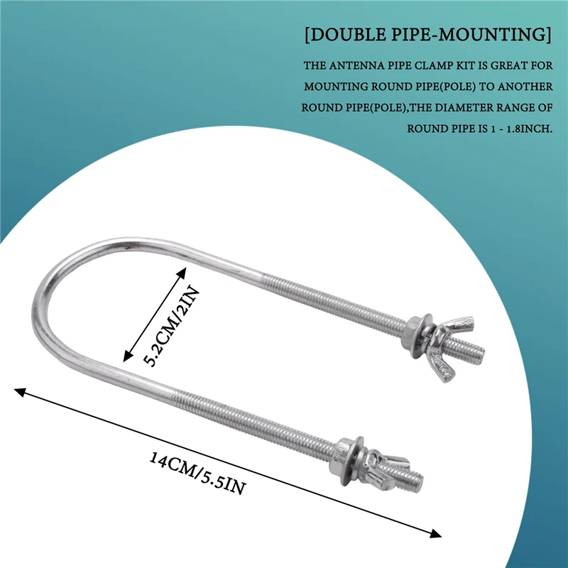

YDSC Double Antenna Mast Clamp V Jaw Block with U Bolts Heavy Duty Anti-Rust Mast to Mast Mount Bracket Kit for TV,CB,Ham