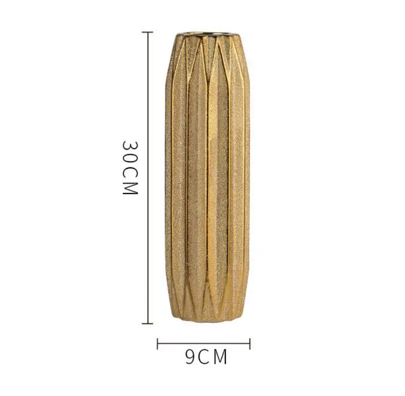 30CM Luxus Europa Gold Keramik Vase Wohnkultur Kreative Design Porzellan Dekorative Blume Vase Für Hochzeit Dekoration