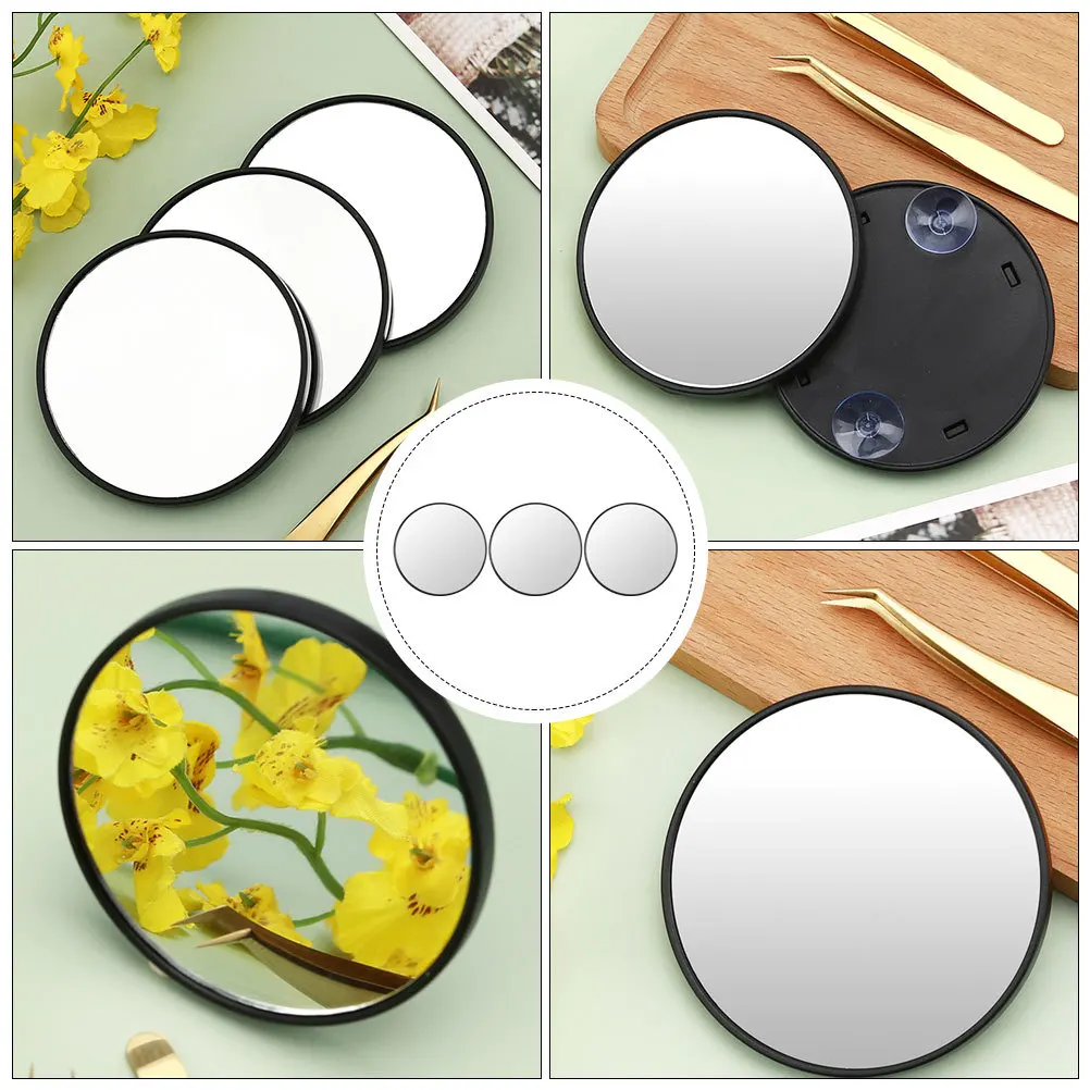 Miroir de maquillage Portable, 3 pièces, conception à ventouse de haute qualité, Compact, vanité de voyage, miroir grossissant de forme ronde pour dames