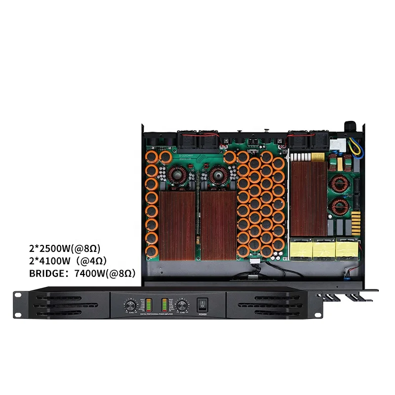 

Профессиональная аудиосистема MIA-DB2 класса D для диджеев, усилитель звука 2*4100Вт*4Ω, цифровой аудиоусилитель мощности 7400Вт 8Ω, алюминиевый корпус.