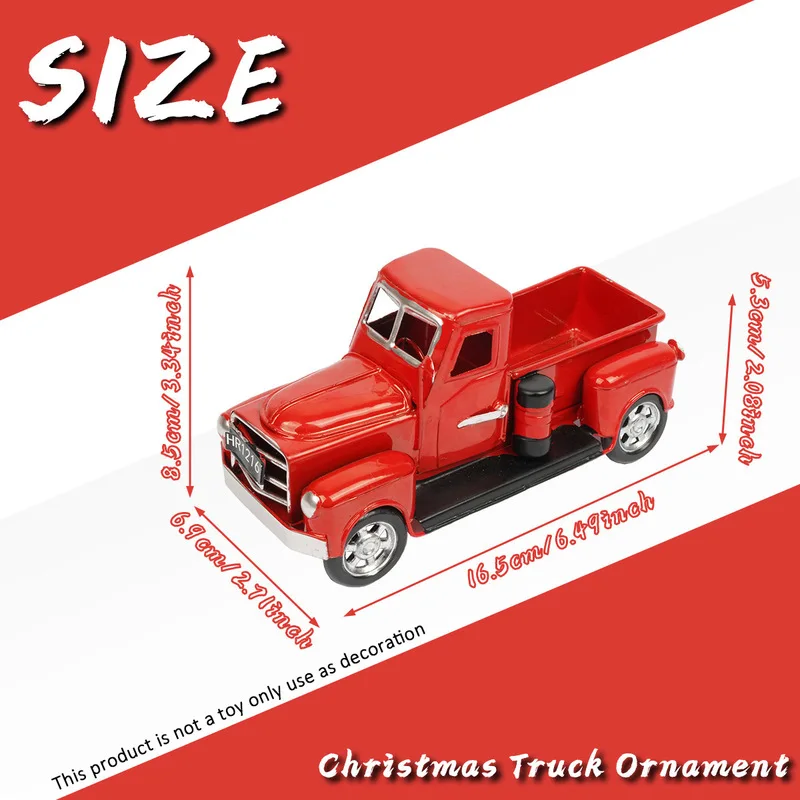 Vintage Red Iron Metal Truck Ornament Retro Antique Pickup Truck Sculpture Decor Full of Nostalgic Atmosphere For Living Room
