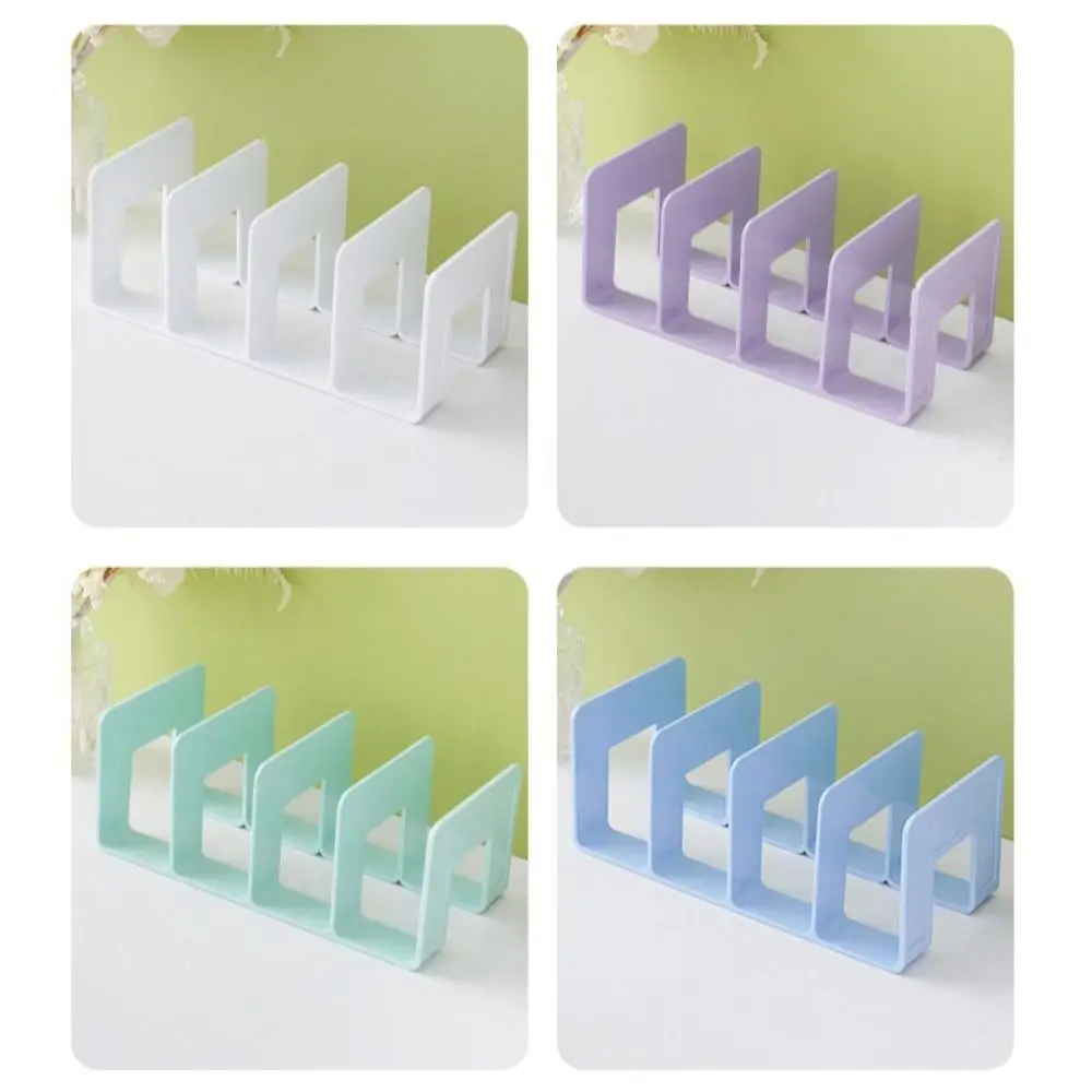 Save Space Display Desktop Bookends 4 Grid Bookshelf Divider Book Stand Durable Simple Desk File Sorter Storage Rack