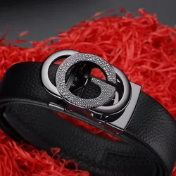1pcs Men's New Business Alloy Automatic Buckle Jeans Belt G-Shaped Buckle Fashionable Style  ​