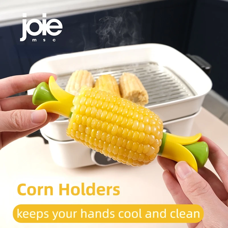 Joie-soportes para maíz de unicornio, herramientas para maíz, tenedor antiescaldado para fruta para niños, cubiertos insertados de acero inoxidable