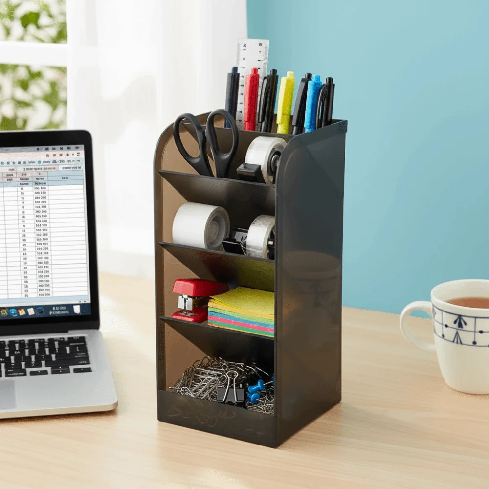 Oblique Insertion Type Plastic Pen Holder Large Capacity High Quality Oblique Insertion Pen Bucket Plastic Material