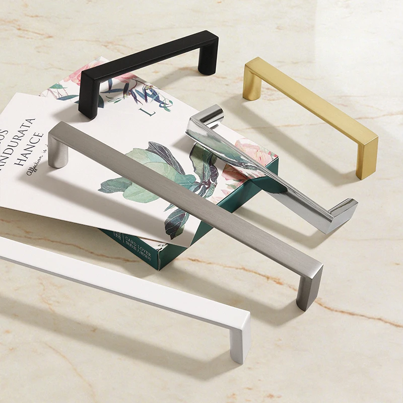 fashionable, simple, and uniquely styled cabinet drawer handles, copper brushed, nickel colored, white, and black in multip