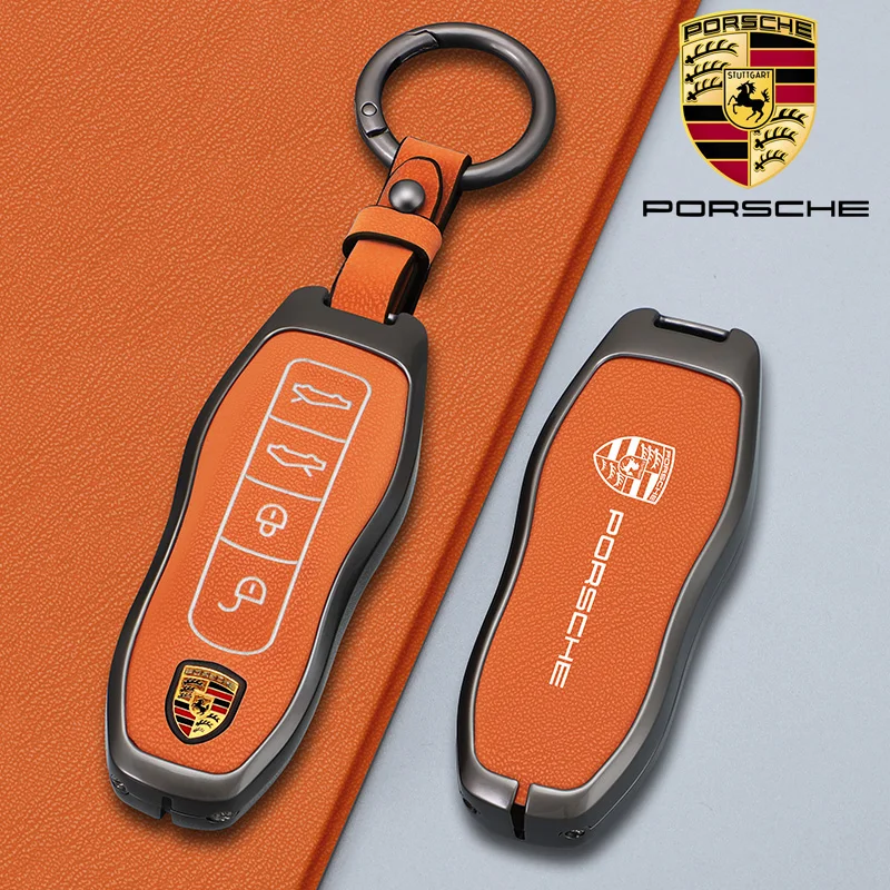 Funda protectora de gamuza de aleación de Zinc para llave de coche, carcasa protectora para Porsche Macan Cayenne Panamera 718 Boxster Cayman Spyder, accesorios