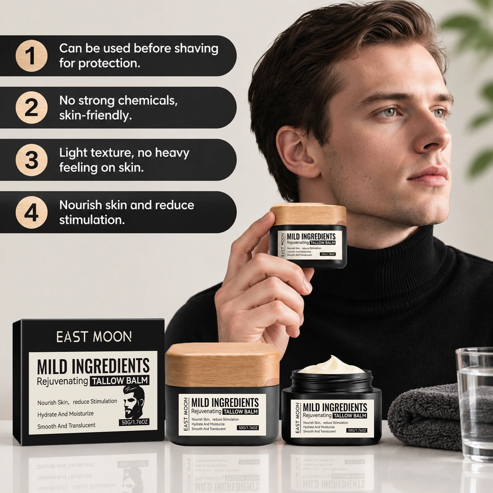 Men's Facial Moisturizing Cream Reduce Skin Irritation Relieve Redness Hydrate Dry Rough Dull Skin Nourishing Face Repair Cream