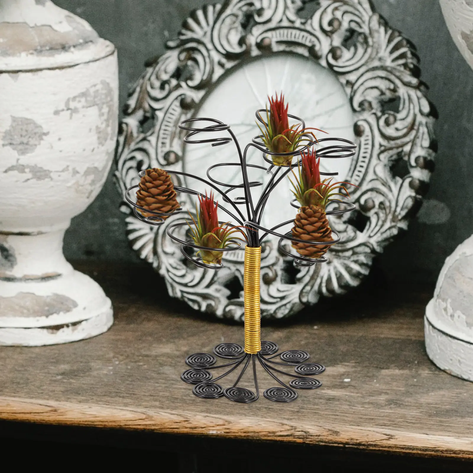 

Air Plant Holder Metal Frame Nordic Style Sturdy Design Creative Plant Display Stand for Home Office Garden Decoration